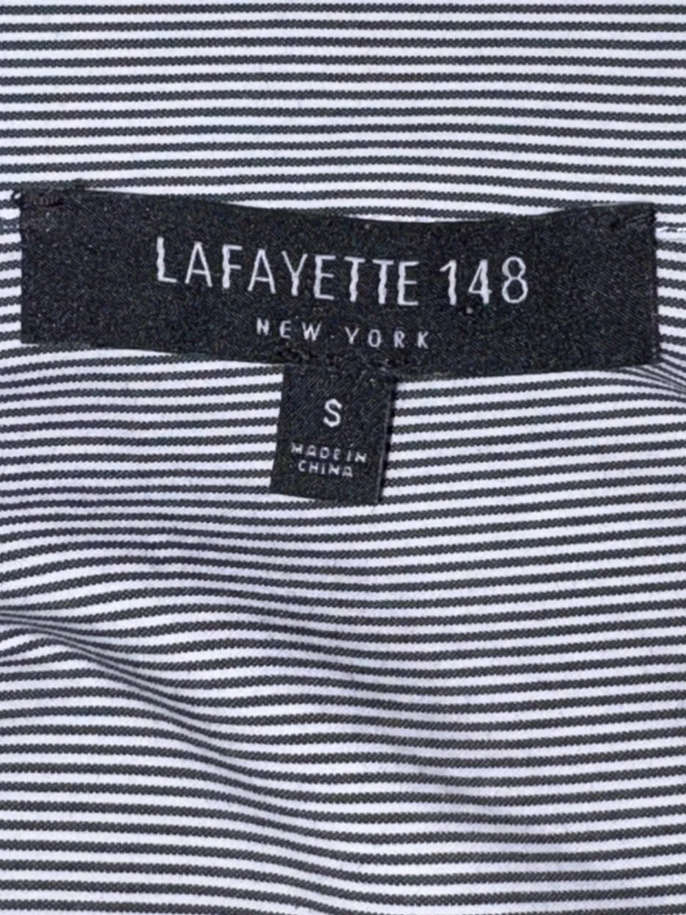 Lafayette 148 New York Striped Top - Black & White Long Button Down Shirt Size S - Picture 4 of 11